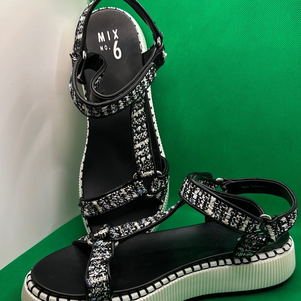 Mix No. 6 Black and White Patterned Sandals